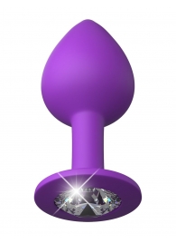 Фиолетовая анальная пробка со стразом Her Little Gem Medium Plug - 8,3 см. - Pipedream - купить с доставкой в Москве
