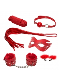 Эротический набор БДСМ из 6 предметов в красном цвете - Rubber Tech Ltd - купить с доставкой в Москве
