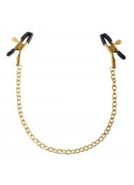 Чёрные с золотом зажимы на соски Gold Chain Nipple Clamps - Pipedream - купить с доставкой в Москве