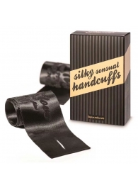 Черные ленты для связывания SILKY SENSUAL HANDCUFFS - Bijoux Indiscrets - купить с доставкой в Москве