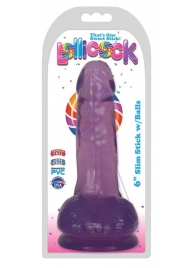 Фиолетовый гелевый фаллоимитатор Slim Stick with Balls - 15,2 см. - XR Brands