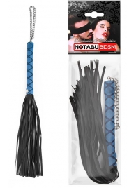 Черная многохвостая плеть-флоггер с синей ручкой - 40 см. - Notabu - купить с доставкой в Москве