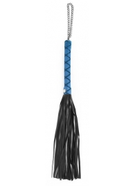 Черная многохвостая плеть-флоггер с синей ручкой - 40 см. - Notabu - купить с доставкой в Москве