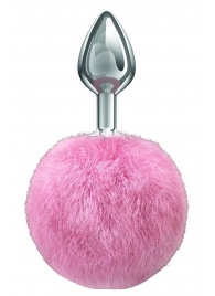 Серебристая анальная пробка с розовым пушистым хвостиком Twinkle - Lola Games - купить с доставкой в Москве