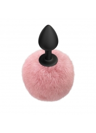 Черная анальная пробка с розовым пушистым хвостиком Fluffy - Lola Games