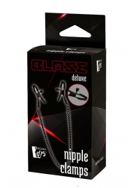 Черные зажимы на соски на цепочке BLAZE DELUXE NIPPLE CLAMPS - Dream Toys - купить с доставкой в Москве