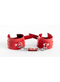 Красные наручники из натуральной кожи - БДСМ Арсенал - купить с доставкой в Москве