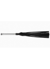 Черная многохвостая плеть с металлической ручкой - 44 см. - Джага-Джага - купить с доставкой в Москве