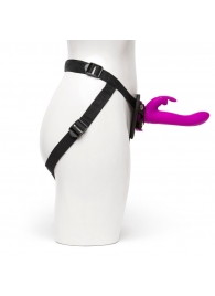 Лиловый страпон Rechargeable Vibrating Strap-On Harness Set - 17,6 см. - Happy Rabbit - купить с доставкой в Москве