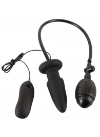 Черная надувная анальная пробка Inflatable Vibrating Butt Plug - 12,2 см. - Orion