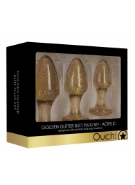 Набор из 3 золотистых анальных пробок Acrylic Goldchip Butt Plug Set - Shots Media BV