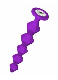 Фиолетовая анальная цепочка с кристаллом Chummy - 16 см. - Lola Games