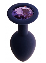 Черничная анальная пробка с фиолетовым кристаллом Gamma L - 9,4 см. - Le Frivole - купить с доставкой в Москве