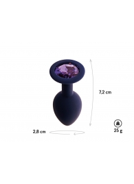 Черничная анальная пробка с фиолетовым кристаллом Gamma S - 7,2 см. - Le Frivole - купить с доставкой в Москве