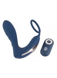 Синий вибростимулятор простаты с кольцом - 14,5 см. - Orion - в Москве купить с доставкой