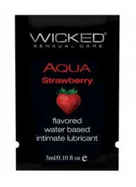 Лубрикант с ароматом клубники WICKED AQUA Strawberry - 3 мл. - Wicked - купить с доставкой в Москве