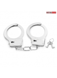 Серебристые металлические наручники на сцепке с фигурными ключиками - Bior toys - купить с доставкой в Москве