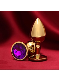 Золотистая анальная пробка с фиолетовым кристаллом - Сима-Ленд - купить с доставкой #SOTBIT_REGIONS_UF_V_REGION_NAME#