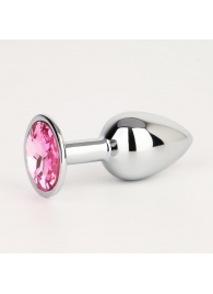 Серебристая анальная втулочка с розовым кристаллом - 7 см. - Сима-Ленд - купить с доставкой #SOTBIT_REGIONS_UF_V_REGION_NAME#