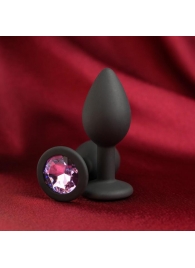 Черная анальная пробка с лиловым кристаллом - 7,2 см. - Сима-Ленд - купить с доставкой #SOTBIT_REGIONS_UF_V_REGION_NAME#