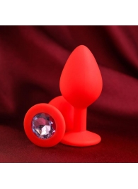 Красная анальная пробка с прозрачным кристаллом - 8 см. - Сима-Ленд - купить с доставкой #SOTBIT_REGIONS_UF_V_REGION_NAME#