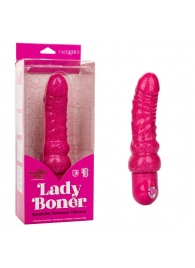 Розовый вибратор-реалистик с блестками Naughty Bits Lady Boner Bendable Personal Vibrator - 20 см. - California Exotic Novelties