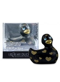 Черный вибратор-уточка I Rub My Duckie 2.0 Romance с золотистым принтом - Big Teaze Toys - купить с доставкой #SOTBIT_REGIONS_UF_V_REGION_NAME#