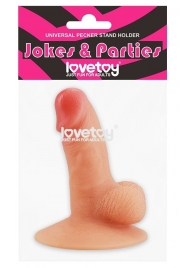 Телесный пенис-сувенир Universal Pecker Stand Holder - Lovetoy - купить с доставкой в Москве