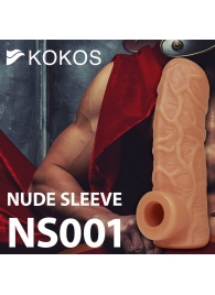 Телесная открытая насадка-реалистик с подхватом мошонки Nude Sleeve M - 12 см. - KOKOS - в Москве купить с доставкой