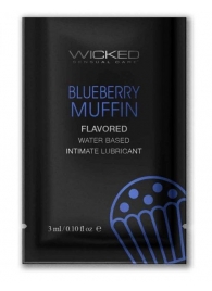 Лубрикант на водной основе с ароматом черничного маффина Wicked Aqua Blueberry Muffin - 3 мл. - Wicked - купить с доставкой в Москве