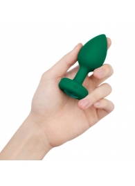 Зеленая анальная вибровтулка с кристаллом Vibrating Jewel Plug M/L - 10,5 см. - b-Vibe
