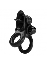 Черное эрекционное кольцо с подхватом мошонки и стимулятором клитора Passionate Ring - Baile - в Москве купить с доставкой