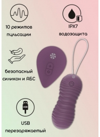 Фиолетовые вагинальные виброшарики с пультом ДУ Ray - 8,3 см. - Lola toys