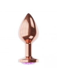 Пробка цвета розового золота с фиолетовым кристаллом Diamond Amethyst Shine S - 7,2 см. - Lola Games - купить с доставкой в Москве