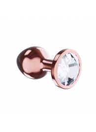 Пробка цвета розового золота с прозрачным кристаллом Diamond Moonstone Shine S - 7,2 см. - Lola Games - купить с доставкой в Москве