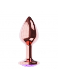 Пробка цвета розового золота с фиолетовым кристаллом Diamond Amethyst Shine L - 8,3 см. - Lola toys - купить с доставкой в Москве
