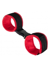 Красно-черные велюровые наручники Anonymo - ToyFa - купить с доставкой в Москве