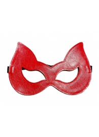 Двусторонняя красно-черная маска с ушками из эко-кожи - БДСМ Арсенал - купить с доставкой в Москве