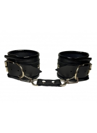 Черные наручники из эко-кожи - БДСМ Арсенал - купить с доставкой #SOTBIT_REGIONS_UF_V_REGION_NAME#