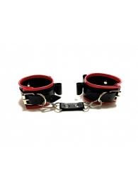 Черно-красные наручники с бантиками из эко-кожи - БДСМ Арсенал - купить с доставкой в Москве