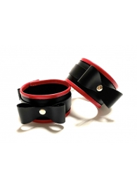 Черно-красные наручники с бантиками из эко-кожи - БДСМ Арсенал - купить с доставкой #SOTBIT_REGIONS_UF_V_REGION_NAME#