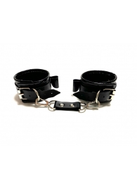 Черные наручники с бантиками из эко-кожи - БДСМ Арсенал - купить с доставкой в Москве