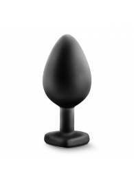 Черная анальная втулка с прозрачным кристаллом Bling Plug Medium - 8,2 см. - Blush Novelties