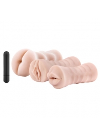 Набор из 3 мастурбаторов и вибропули 3-Pack Self-Lubricating Vibrating Stroker Sleeve Kit - Blush Novelties - в Москве купить с доставкой