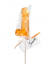Оранжевый леденец в форме пениса со вкусом аморетто - Sosuчki - купить с доставкой в Москве