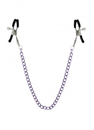 Зажимы для сосков с фиолетовой цепочкой Sweet Caress Nipple Chain - Sweet Caress - купить с доставкой в Москве