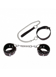 БДСМ-набор с сердечками: ошейник и наручники - Джага-Джага - купить с доставкой в Москве