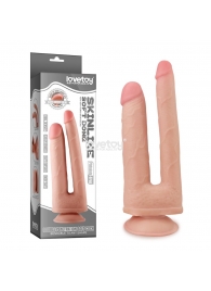 Двойной фаллоимитатор Skinlike Double Penetration Soft Cock - 25 см. - Lovetoy