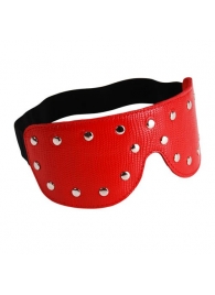 Красная кожаная маска на глаза с клёпками и велюровой подкладкой - Sitabella - купить с доставкой в Москве