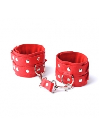 Красные кожаные наручники с велюровой подкладкой - Sitabella - купить с доставкой в Москве
